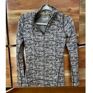 Smartwool Black and White Classic Thermal Merino Base Layer 1/4 Zip Small